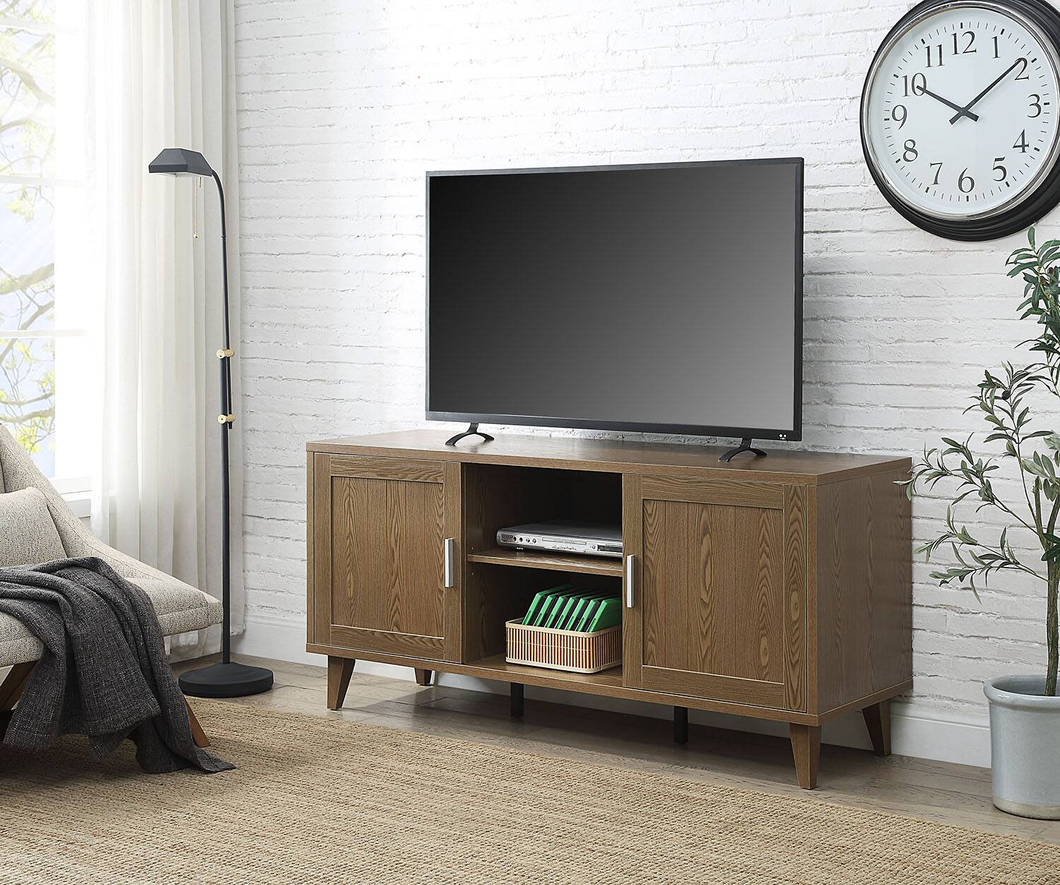 Left. APRILSOUL - Modern 60 Inch TV Stand for TVs up to 65 inches Classic Walnut Finish - Brown.