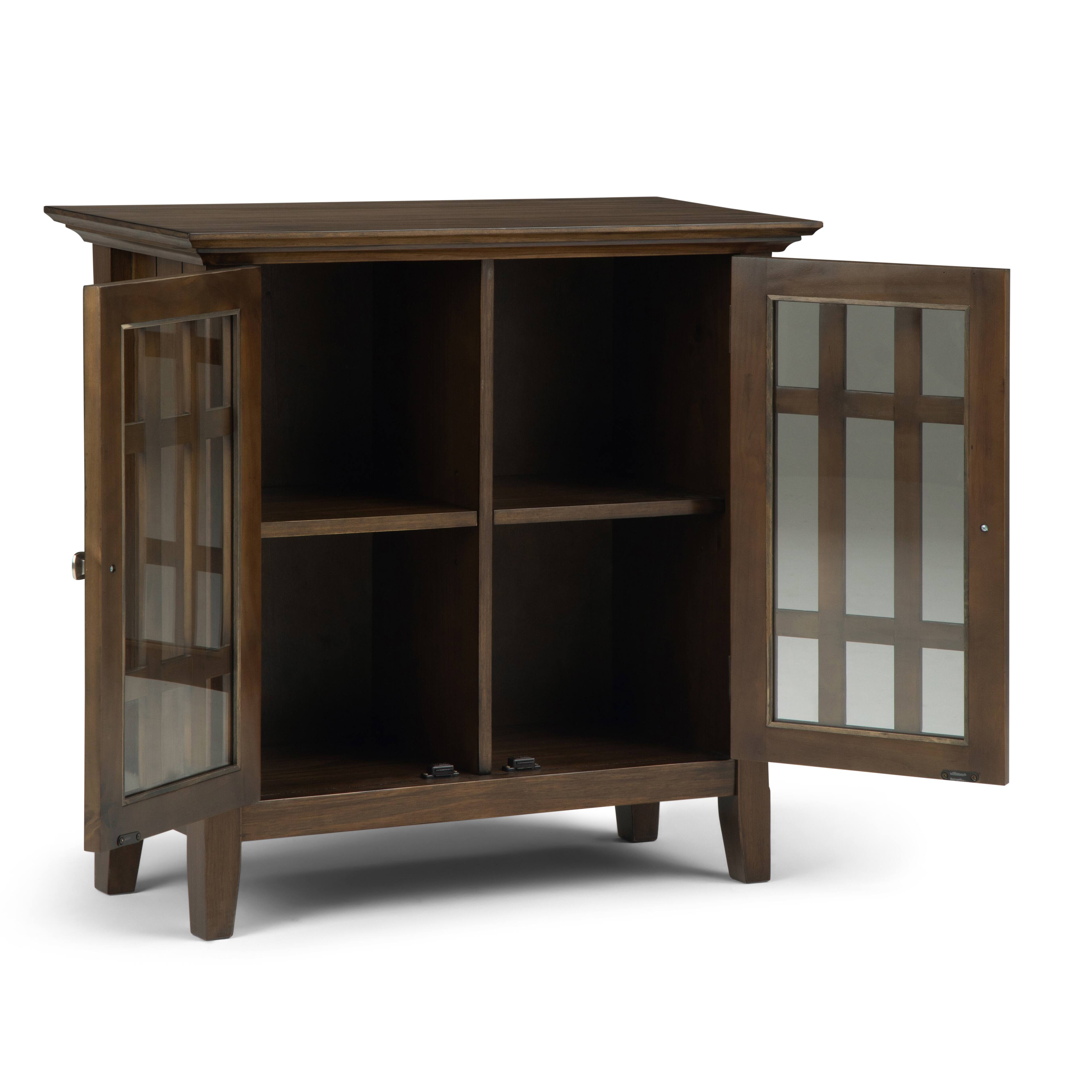 Alt View 12. Simpli Home - Bedford Solid Wood 32 inch Wide Transitional Low Storage Media Cabinet - Rustic Natural Aged Brown.