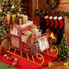 Front. Costway - Costway Metal Christmas Santa Sleigh Basket Festive Decorative Sleigh Cart Holiday - Multicolor.