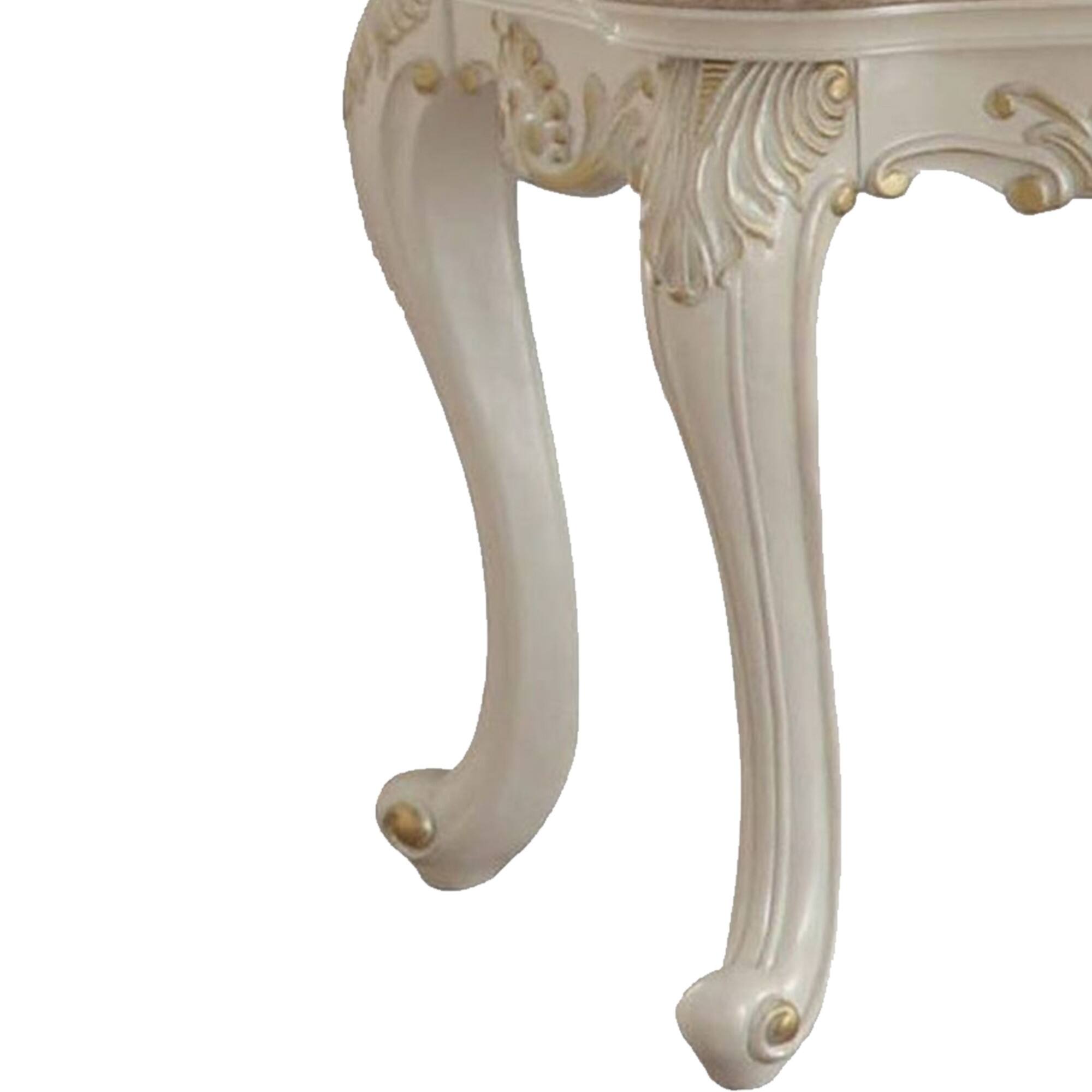 Alt View 1. Manhattan Lane - Wooden End Table With Marble Top - White and Gold.