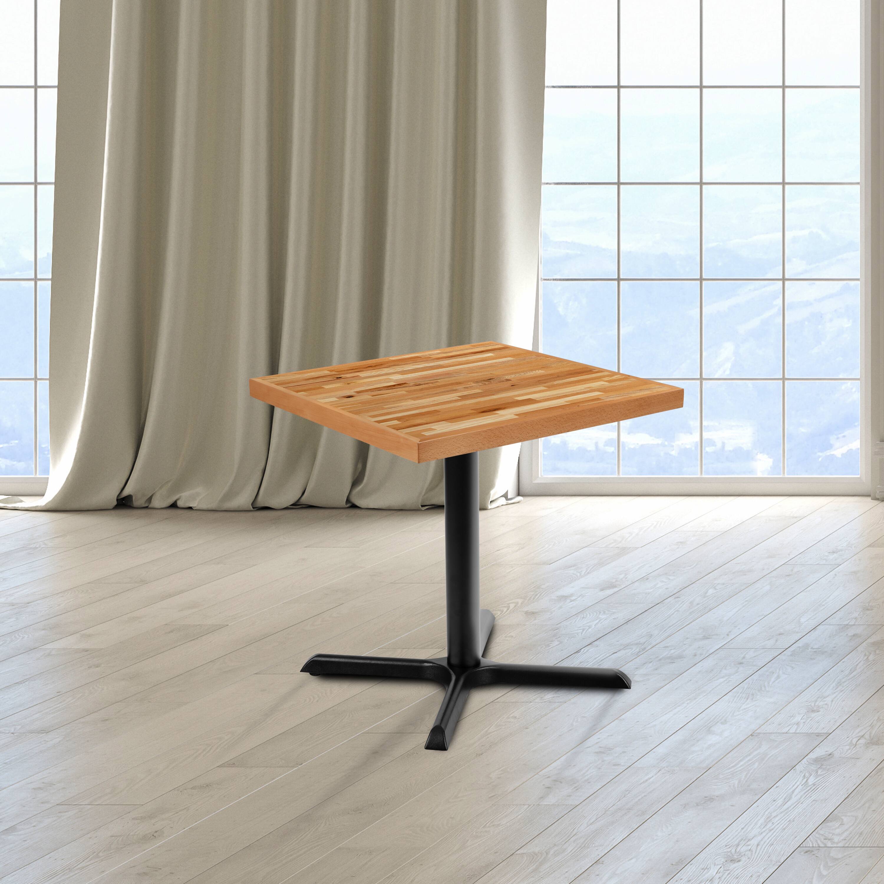 Alt View 1. Emma + Oliver - Square Butcher Block Style Table Top - Restaurant Table Top - Natural.