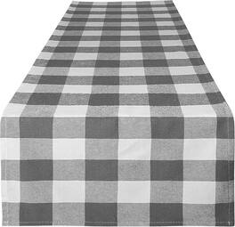 Zulay Kitchen - Zulay Home 14"x72" Table Runner - Thick Poly Cotton Buffalo Plaid Table Runners - Grey and White