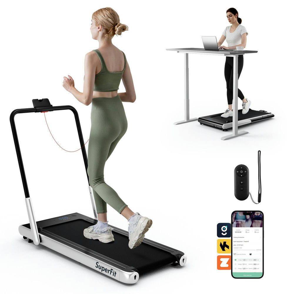 Front. Resenkos - Resenkos 3-in-1 Folding Treadmill 3 HP with App Control & Speakers - Silver - Silver.