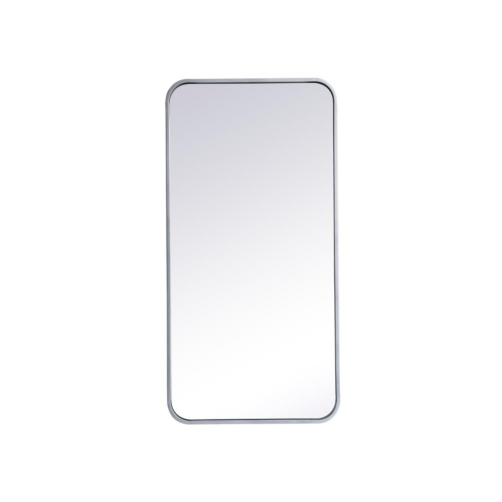 Alt View 2. Elegant Decor - Soft corner metal rectangular mirror 18x36 inch in Silver - Silver.