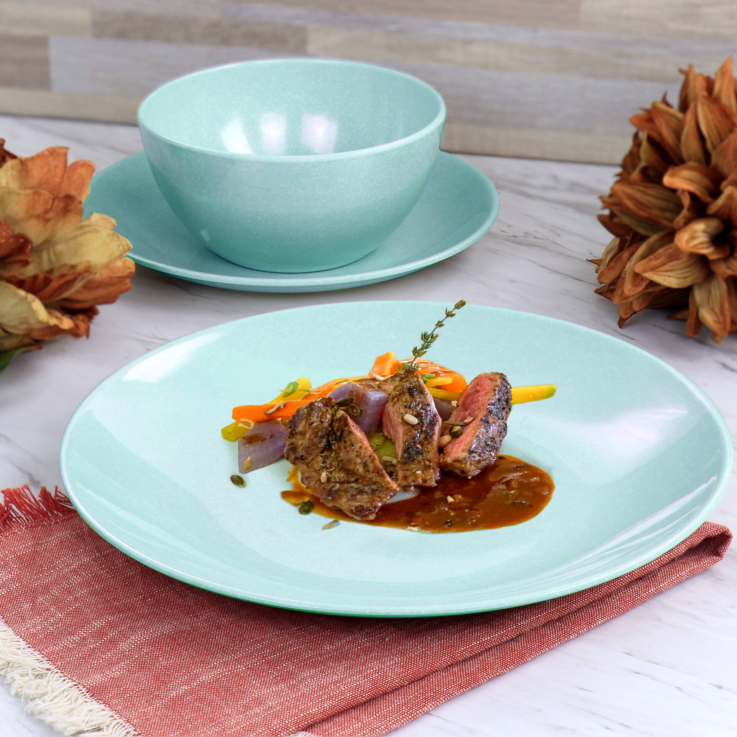 Alt View 7. Martha Stewart - Martha Stewart 12 Piece Melamine Dinnerware Set in Blue - Blue.