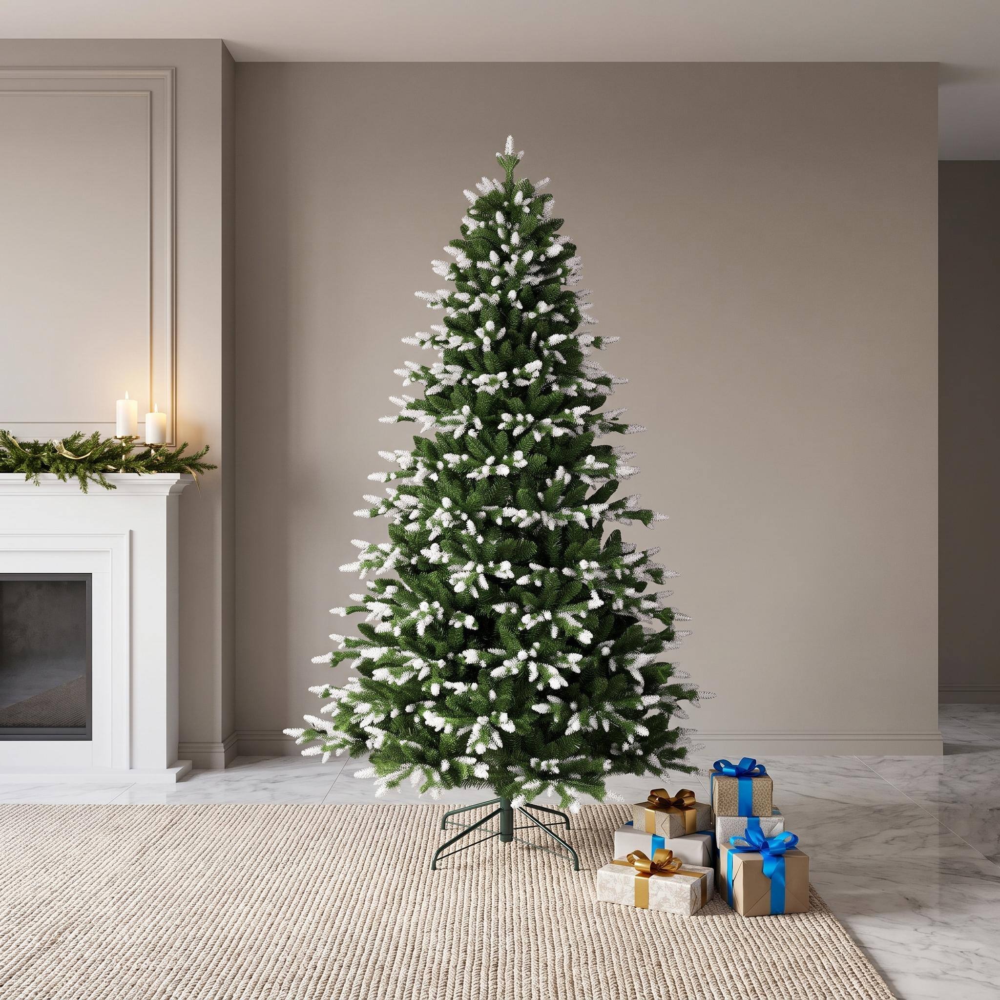 Alt View 9. Forest'nSky - 7 ft. Artificial Christmas Tree with White-Tipped PE and PVC Branches, 2414 Tips, 52 in. Diameter, Wood Base - Green.