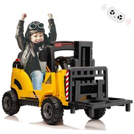 GARVEE - 12V Ride on Forklift Car with Tent, Electric Ride on Car with Remote Control, Liftable Fork, Pallet, Built-in Music