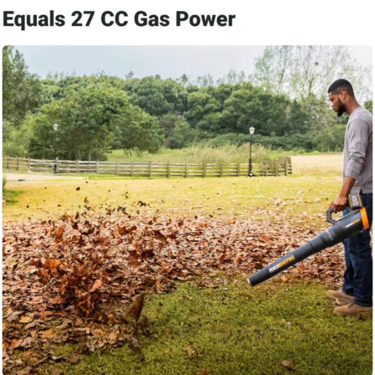 The text on the image reads "Equals 27 CC Gas Power."
