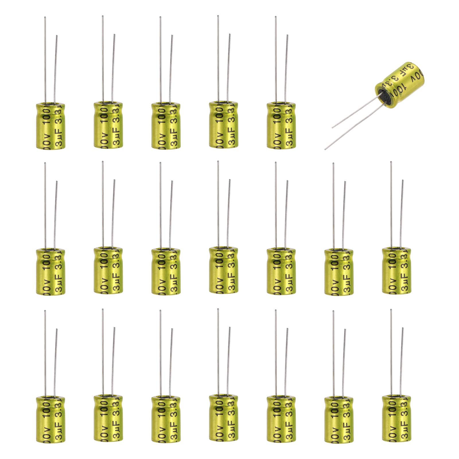 Unique Bargains - 3.3uF 100V Non-Polarized Electrolytic Capacitor, 8x12mm Aluminum Audio Cap, for DIY Tweeter, 20pcs - Gold price history on PriceWatchPro