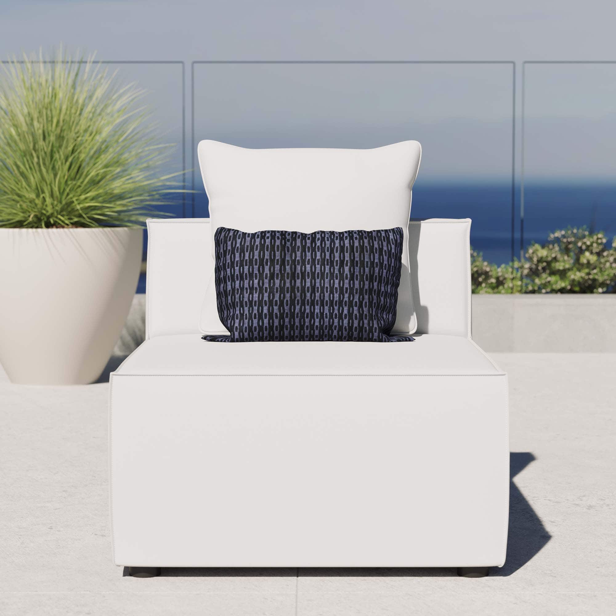 Saybrook Outdoor Patio Upholstered Sectional Sofa Armless Chair by Modway - White