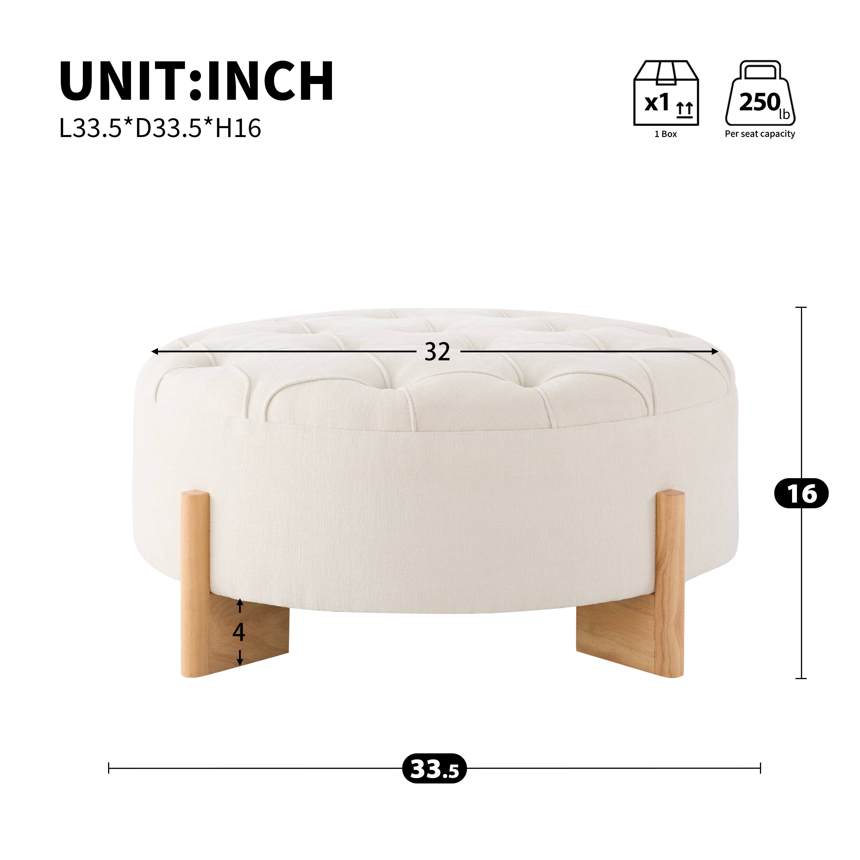 UNIT: INCH  
L33.5 * D33.5 * H16  
x1  
250 lb Per seat capacity  
32