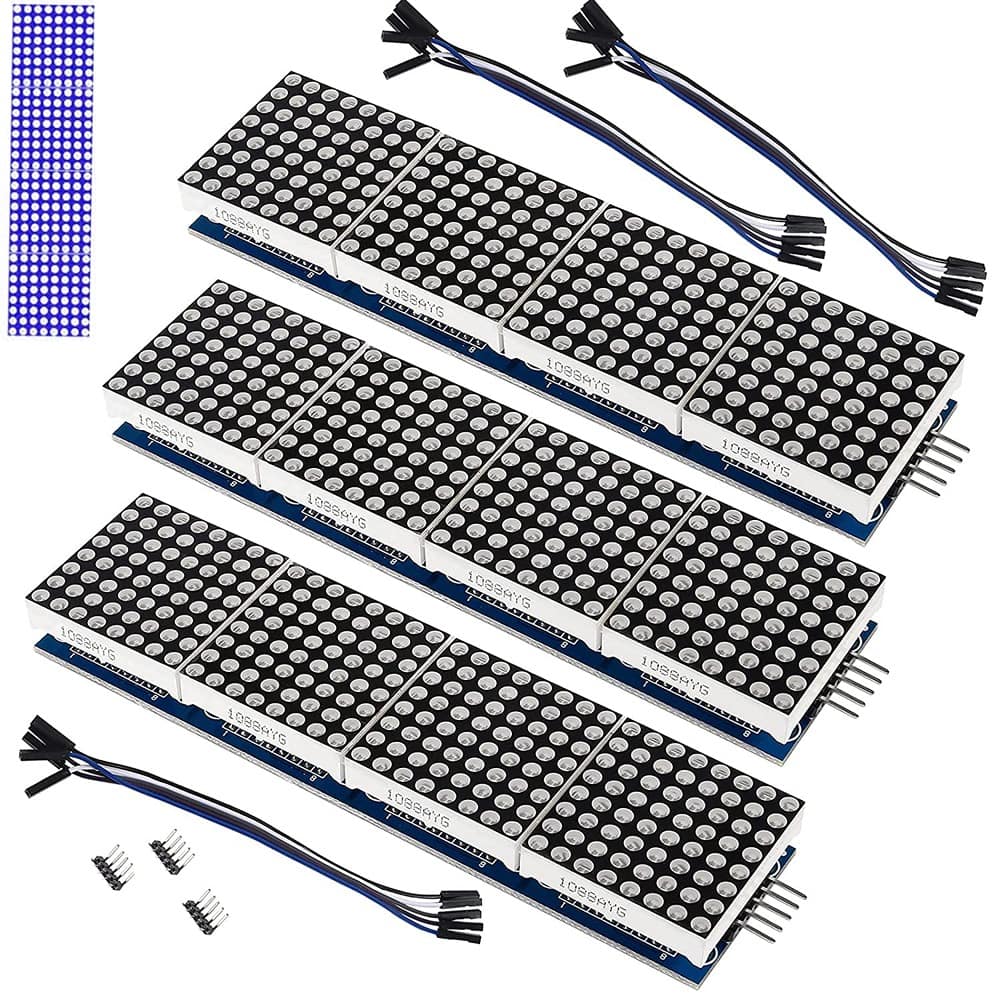 ACJPR - 3-Pack MAX7219 32x8 LED Dot Matrix Display Modules, Blue, Arduino/Raspberry Pi