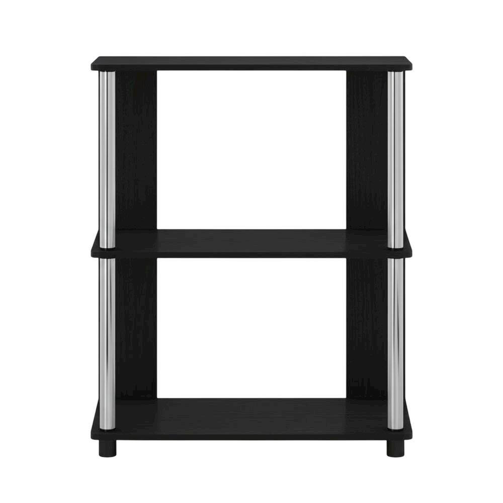 Back. FurniFact - Engineered Wood Bookcase with Shelving for Storage and Display - Americano/Chrome.