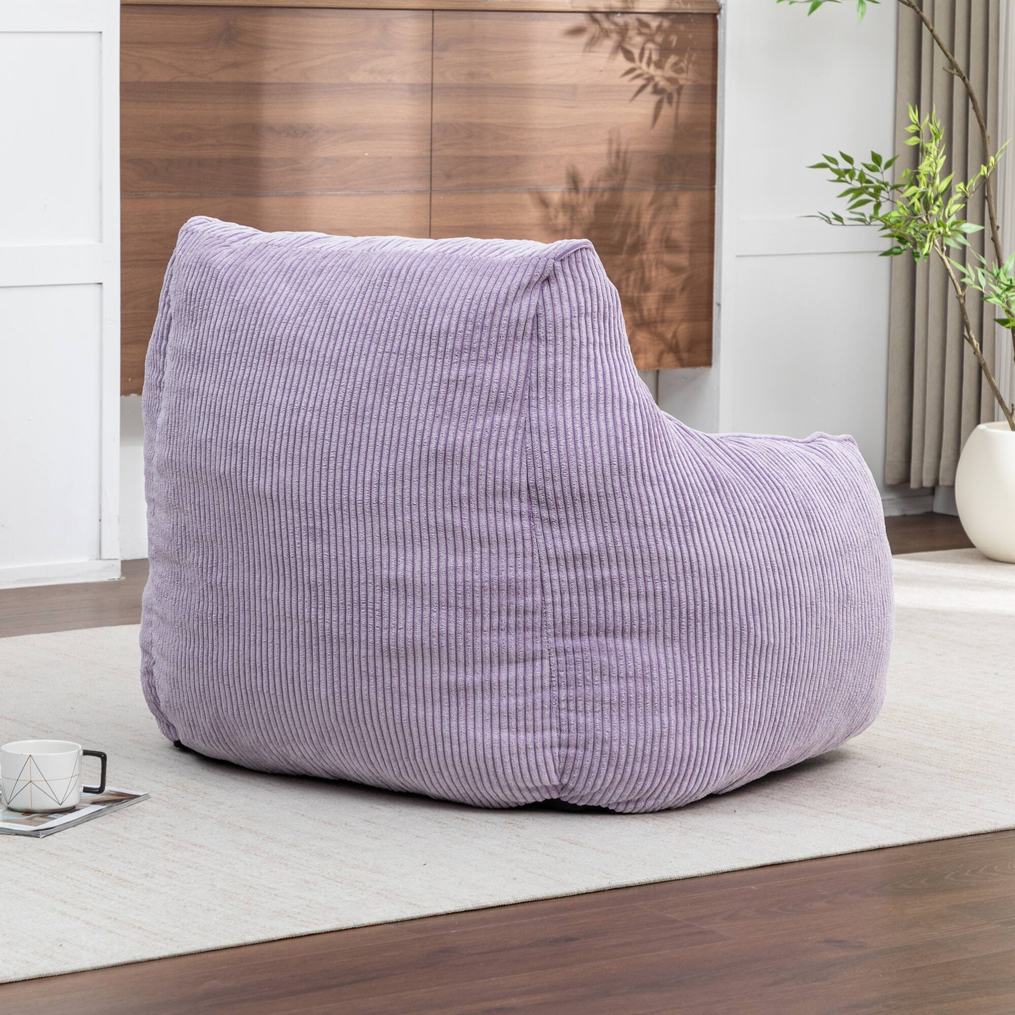 Alt View 4. GOODSILO - Large Corduroy Bean Bag Sofa Chair with Armrests and Included Filler for Living Room and Bedroom - Gray,Purple.