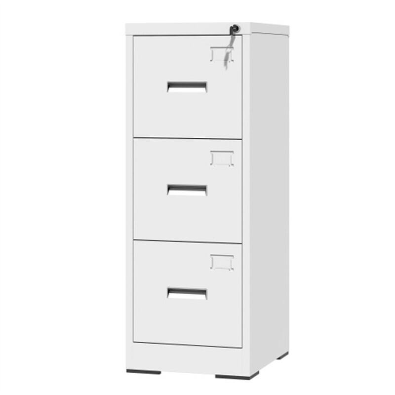 Alt View 5. HTUTWOO - Metal Vertical File Cabinet with Lock - 3 Drawer Narrow File Cabinet with Card Slot, A4 Size Files, Assembly Required - White.