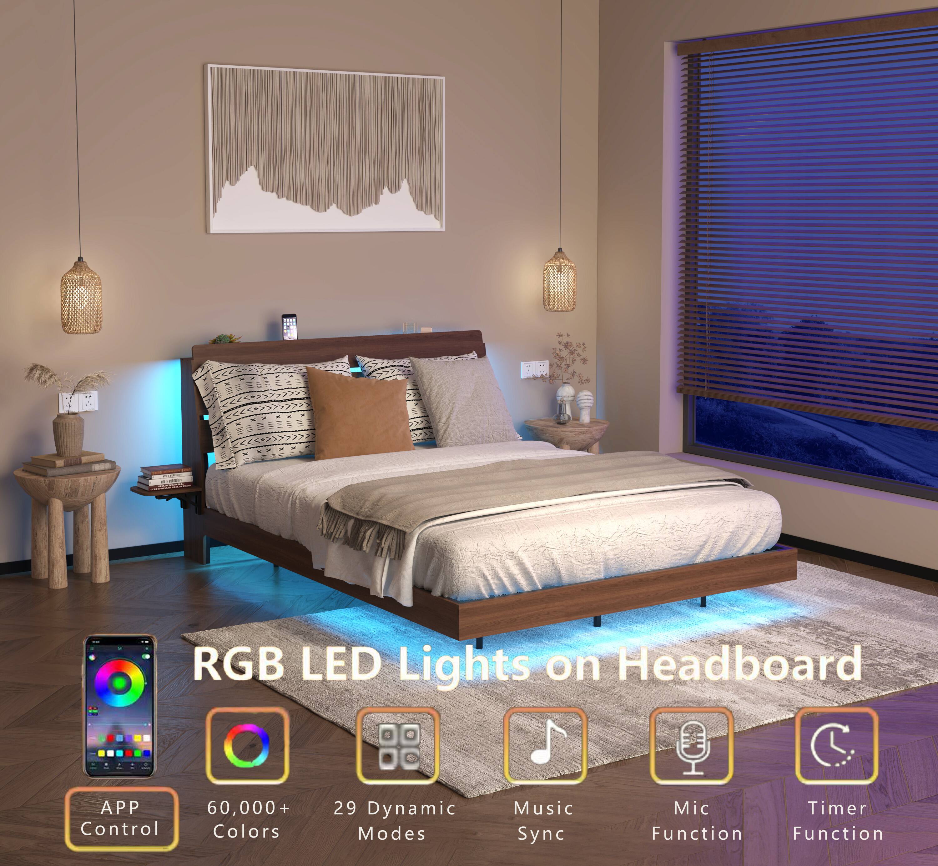 RGB LED Lights on Headboard

- APP Control
- 60,000+ Colors
- 29 Dynamic Modes
- Music Sync
- Mic Function
- Timer Function