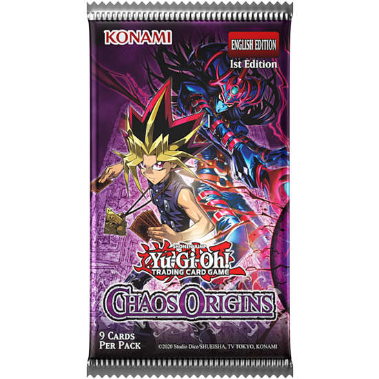 KONAMI ENGLISH EDITION 1st Edition SHON SHONENJUMP YU-GI-OH! TRADING CARD GAME CHAOS ORIGINS 9 CARDS PER PACK 2020 Studio SHUEISHA, Dice TV TOKYO, KONAMI