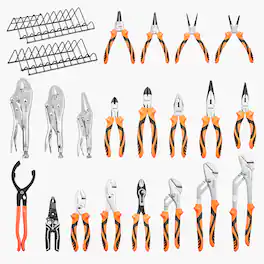VEVOR - Pliers Set 20-Piece Utility Set Polished Carbon Steel Jaw Hand Tools, For DIY & Home Use, Long Nose, Locking, Diagonal - Orange;Silver