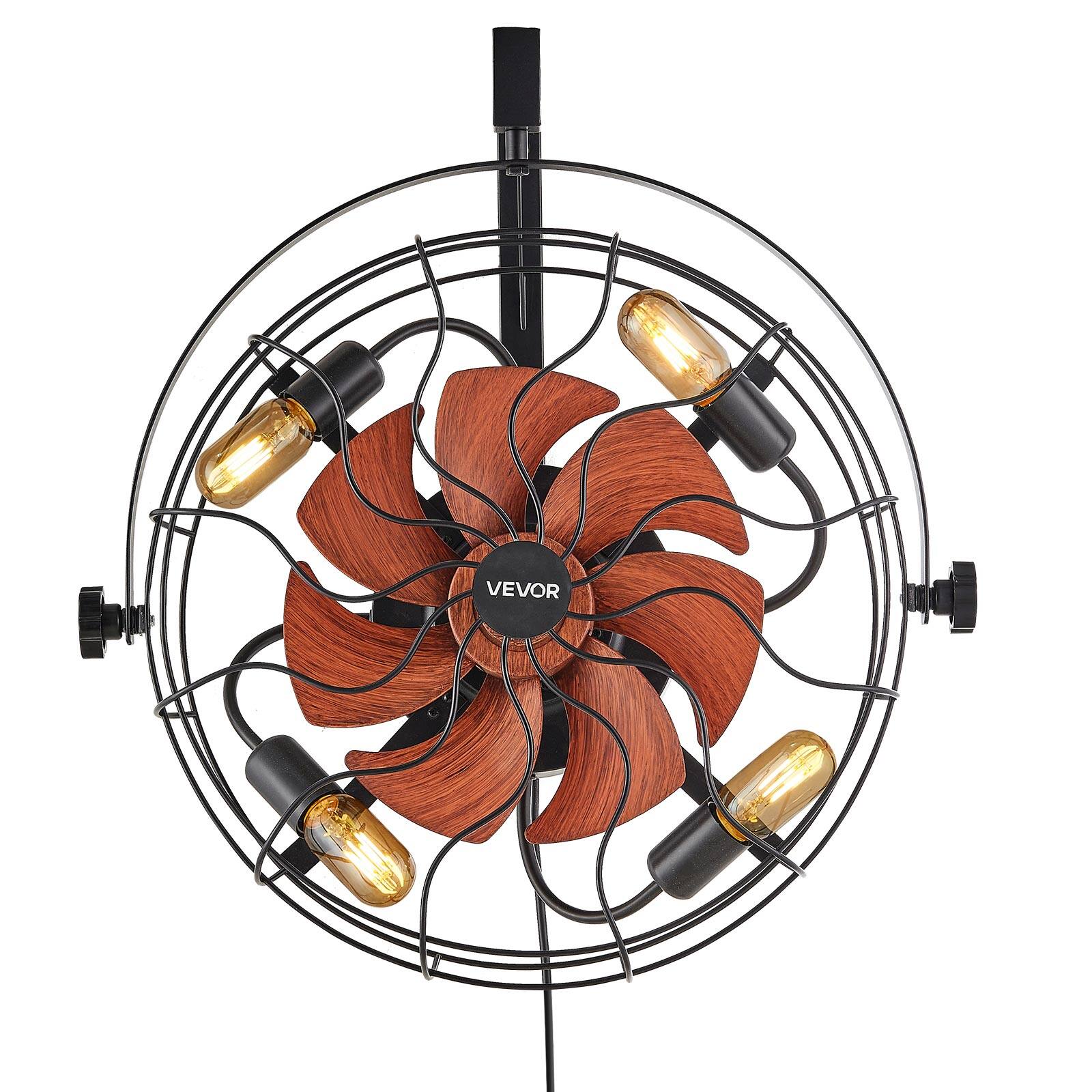 Alt View 5. VEVOR - Wall Mounted Fan with Lights, 21 inch Wall Mount Fan with Remote, 6 Speeds Plug in Wall Fan, Timer, 360°Adjustable Tilt - Black.