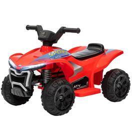 BreeBe - Qaba 6V Kids ATV Quad, 4-Wheel Ride On Toy w/ 1.6MPH, Rechargeable Battery, Lights, Forward & Reverse - Red