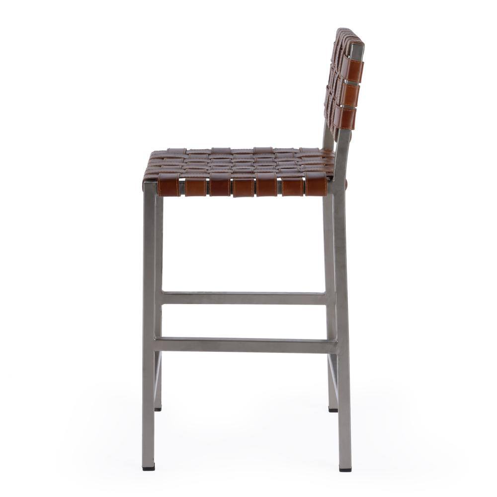 Back. Butler Specialty - Bromley Iron and Leather 24.5" Counter Stool - Brown.