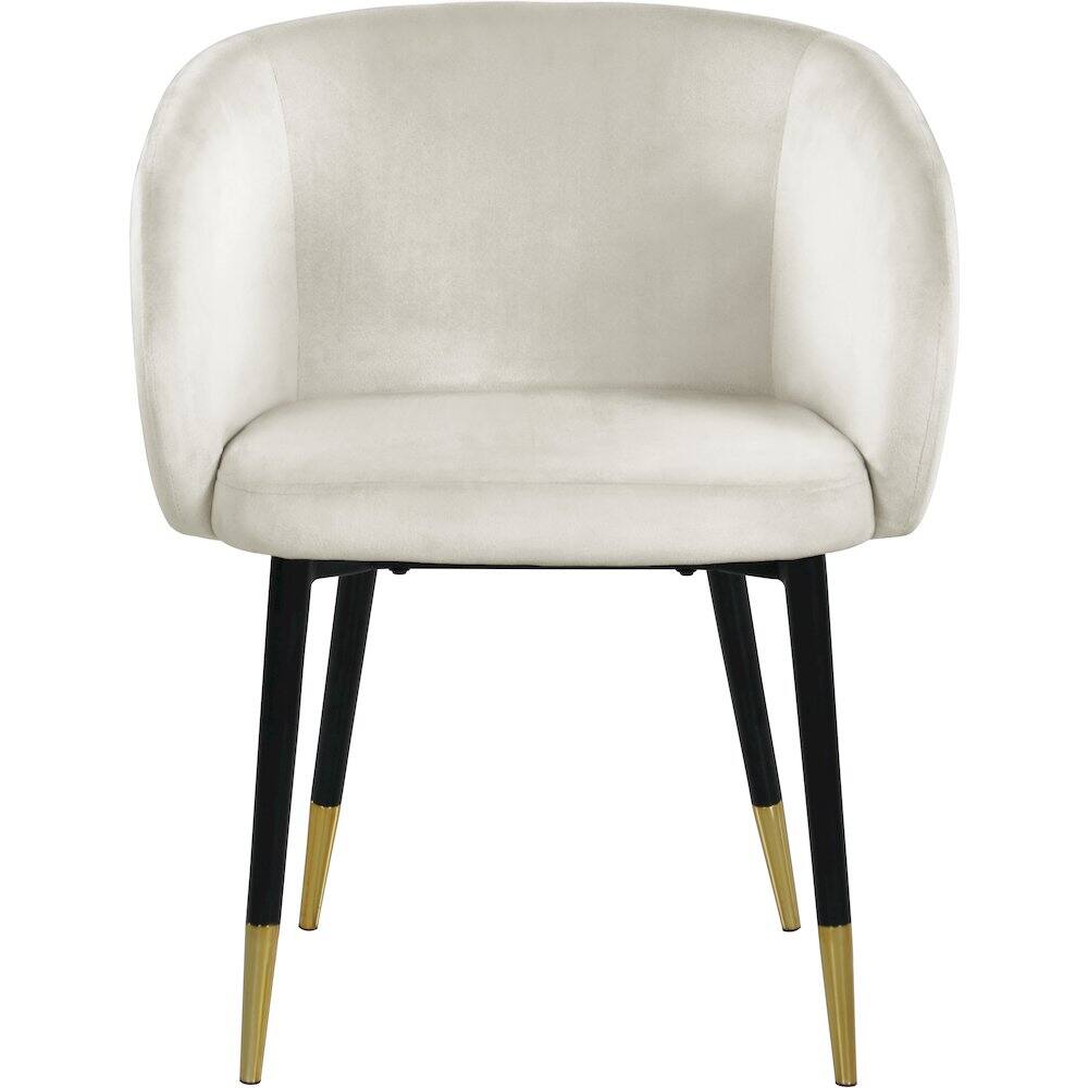 Alt View 2. Meridian Furniture - Louise Cream Velvet Dining Chair - Beige.