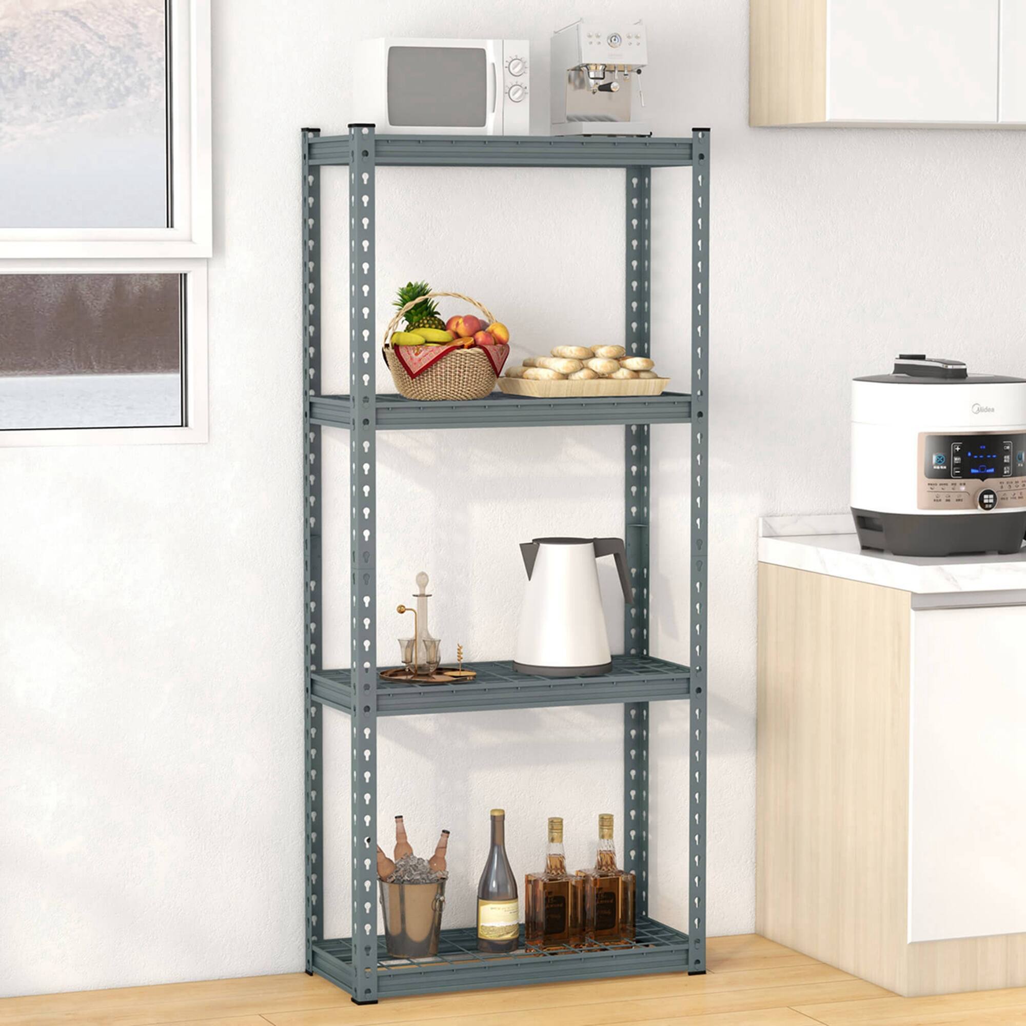 Alt View 1. Costway - Costway 2 PCS 4-Tier Metal Shelving Unit Heavy Duty Wire Storage Rack with Anti-slip Foot Pads - Gray.