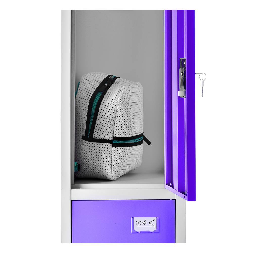 Alt View 1. AdirOffice - Storage Locker 629-Series 72" H 3-Tier Steel Compartment Key Lock Locker with Key Lock - Purple.