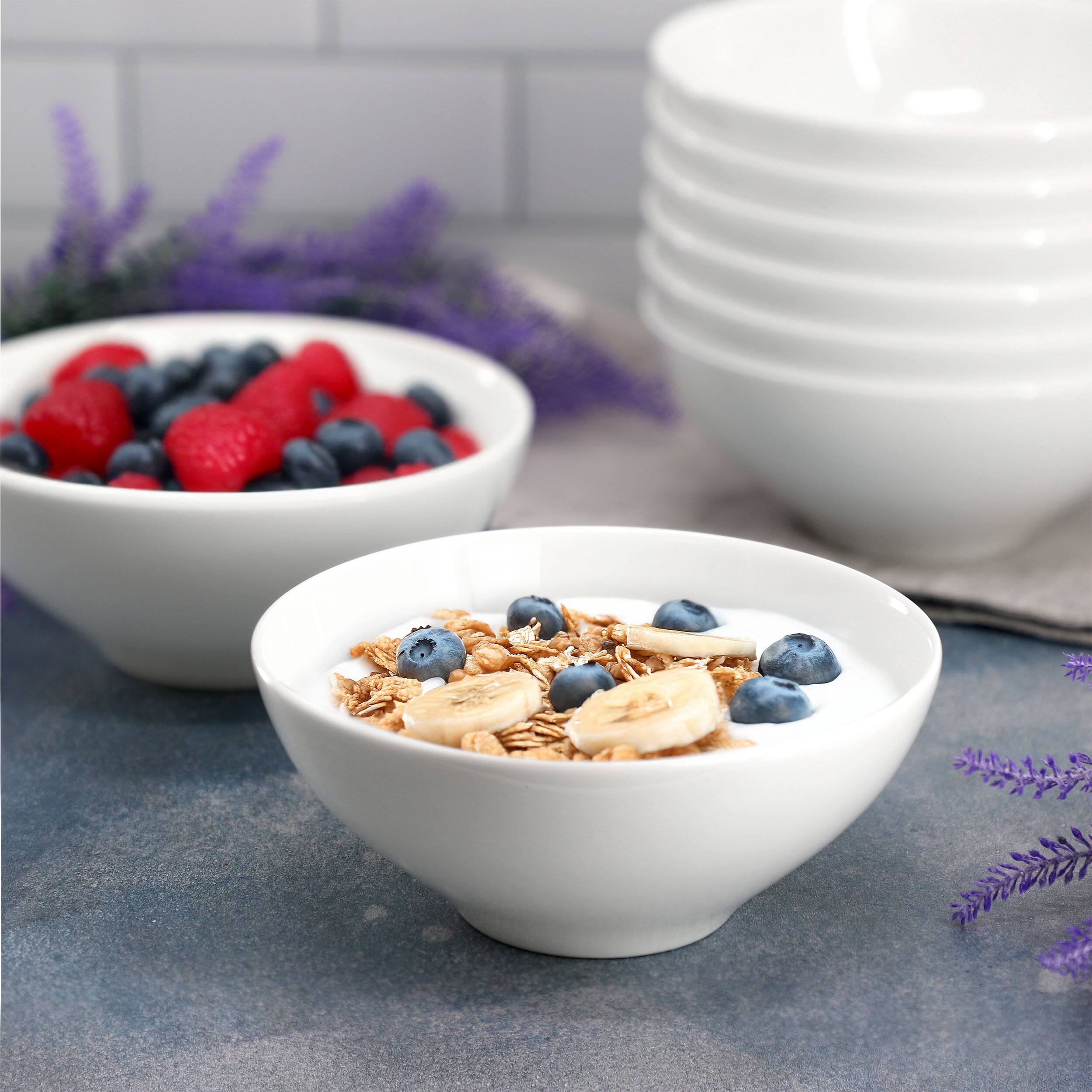 Alt View 5. Gibson - Gibson Elite White Peninsula 8 Piece 6.5 Inch Bone China Cereal Bowl Set in White - White.