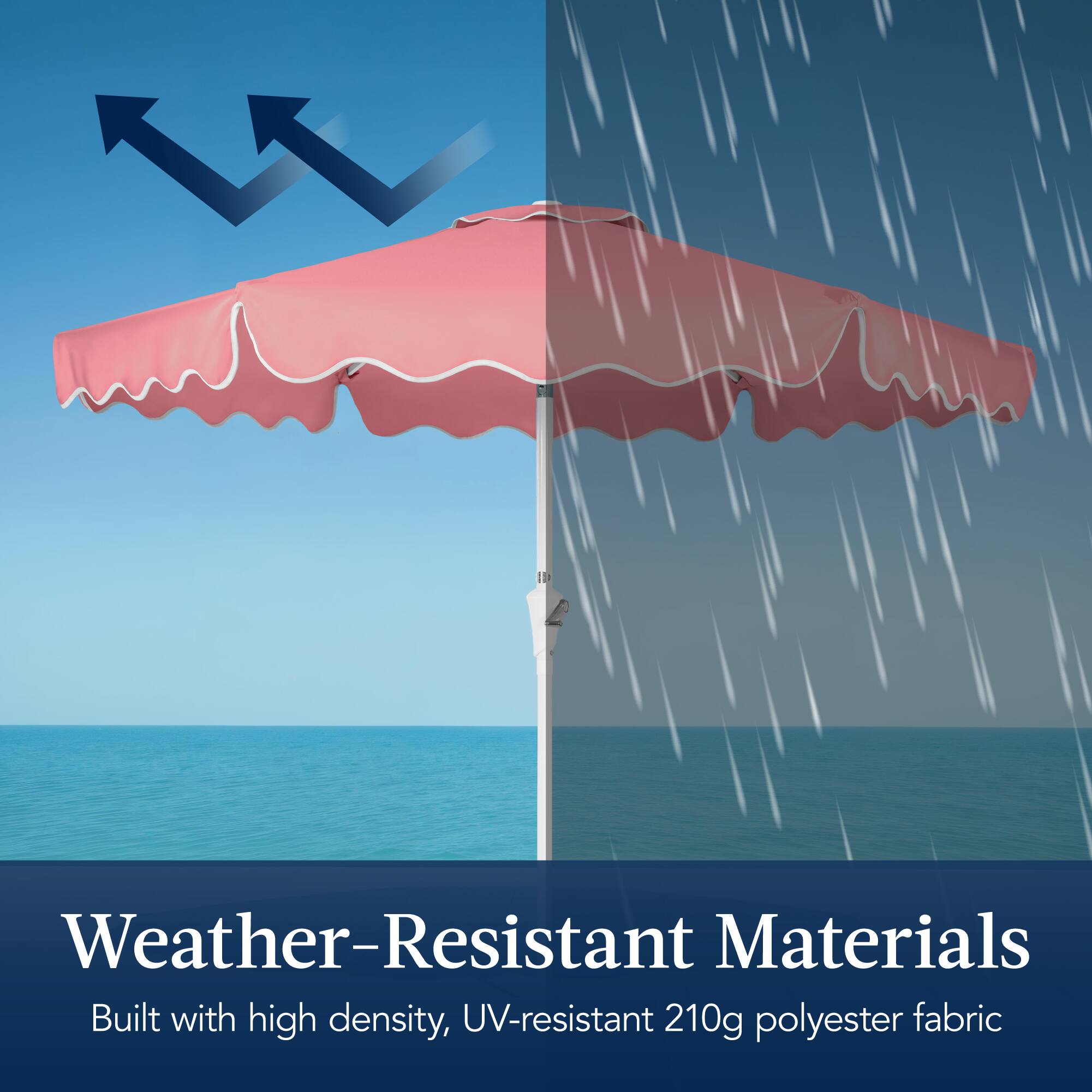 Weather-Resistant Materials  
Built with high density, UV-resistant 210g polyester fabric