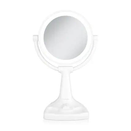 Front. Zadro - Max Bright Fluorescent Lighted Makeup Mirror with 10X/1X Magnifications & Storage Tray - White.