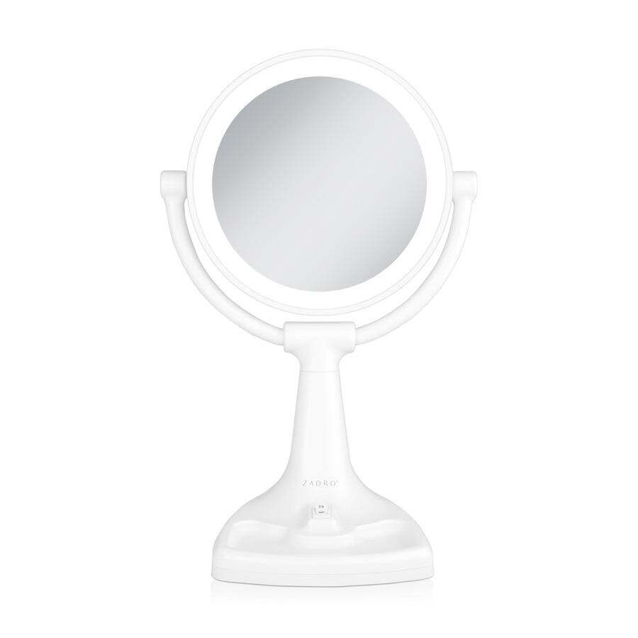 Zadro - Max Bright Fluorescent Lighted Makeup Mirror with 10X/1X Magnifications & Storage Tray - White