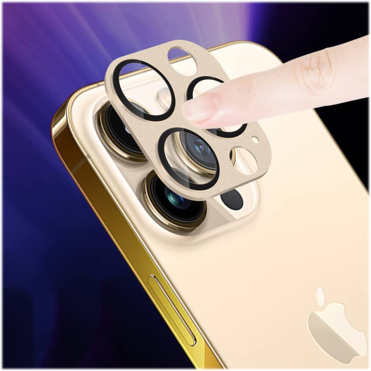 Alt View 11. SaharaCase - ZeroDamage Camera Lens Protector for Apple iPhone 13 Pro and iPhone 13 Pro Max (2-Pack) - Gold.