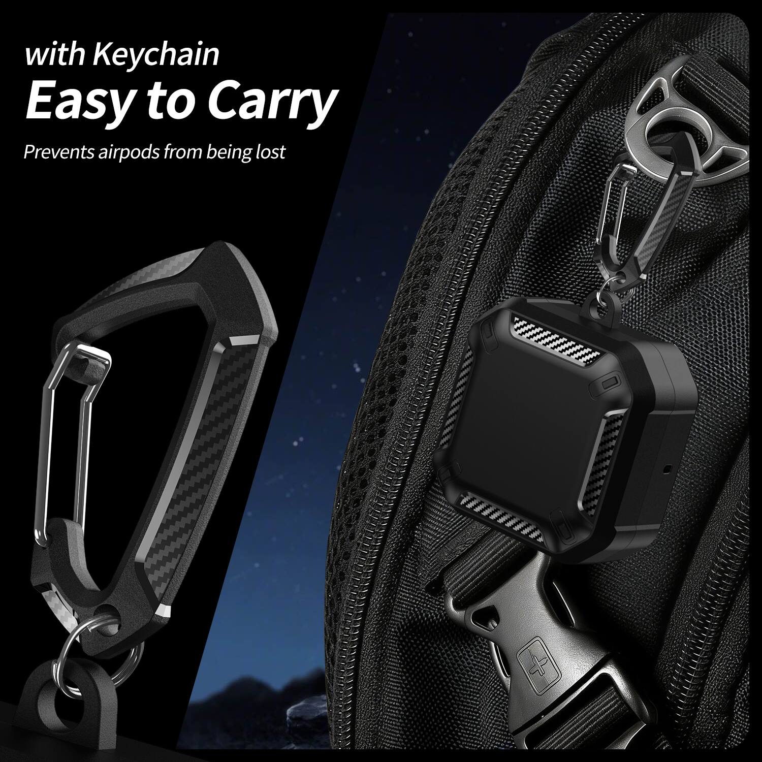 with Keychain  
Easy to Carry  
Prevents airpods from being lost