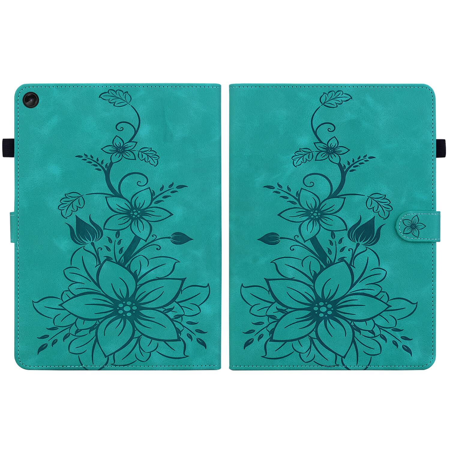 Alt View 3. Dteck - Case for Lenovo Tab M10 Plus (3rd Gen) 10.6-inch 2022 with Card Holder Kickstand,Embossed Pattern PU Leather Flip Cover - Green.