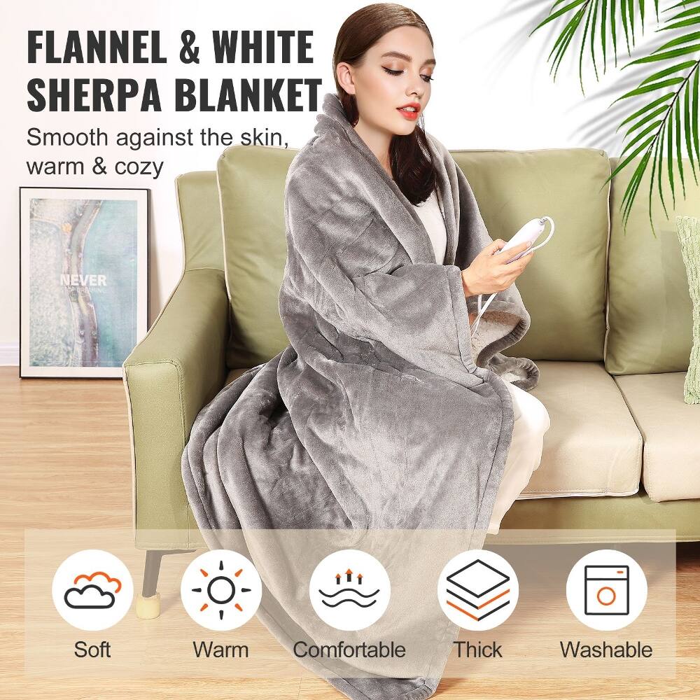 FLANNEL & WHITE SHERPA BLANKET  
Smooth against the skin, warm & cozy  

NEVER  

Soft  
Warm  
Comfortable  
Thick  
Washable
