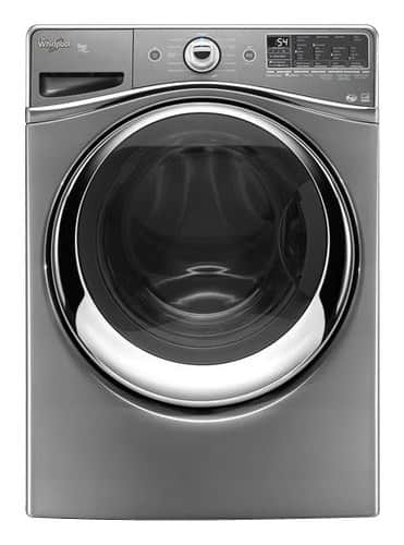 Front Standard. Whirlpool - Duet 4.3 Cu. Ft. 12-Cycle High-Efficiency Steam Front-Loading Washer - Chrome Shadow.