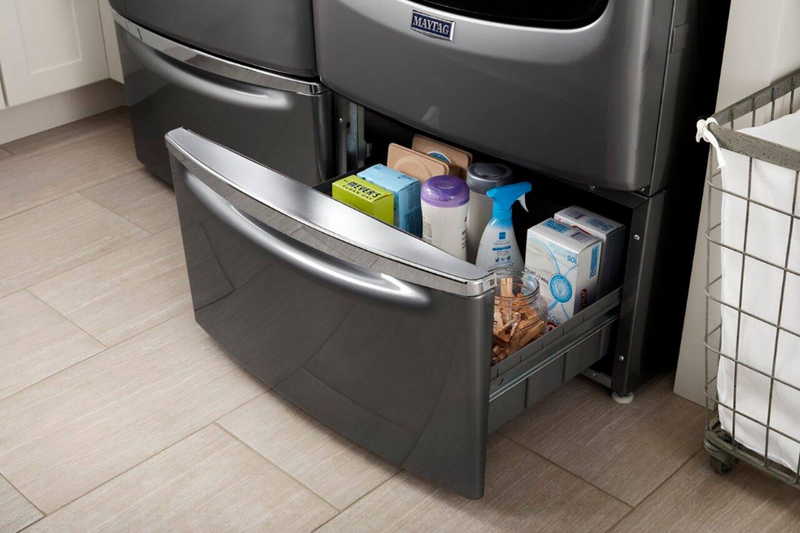 Alt View 26. Maytag - Washer/Dryer Laundry Pedestal with Storage Drawer - Metallic Slate.