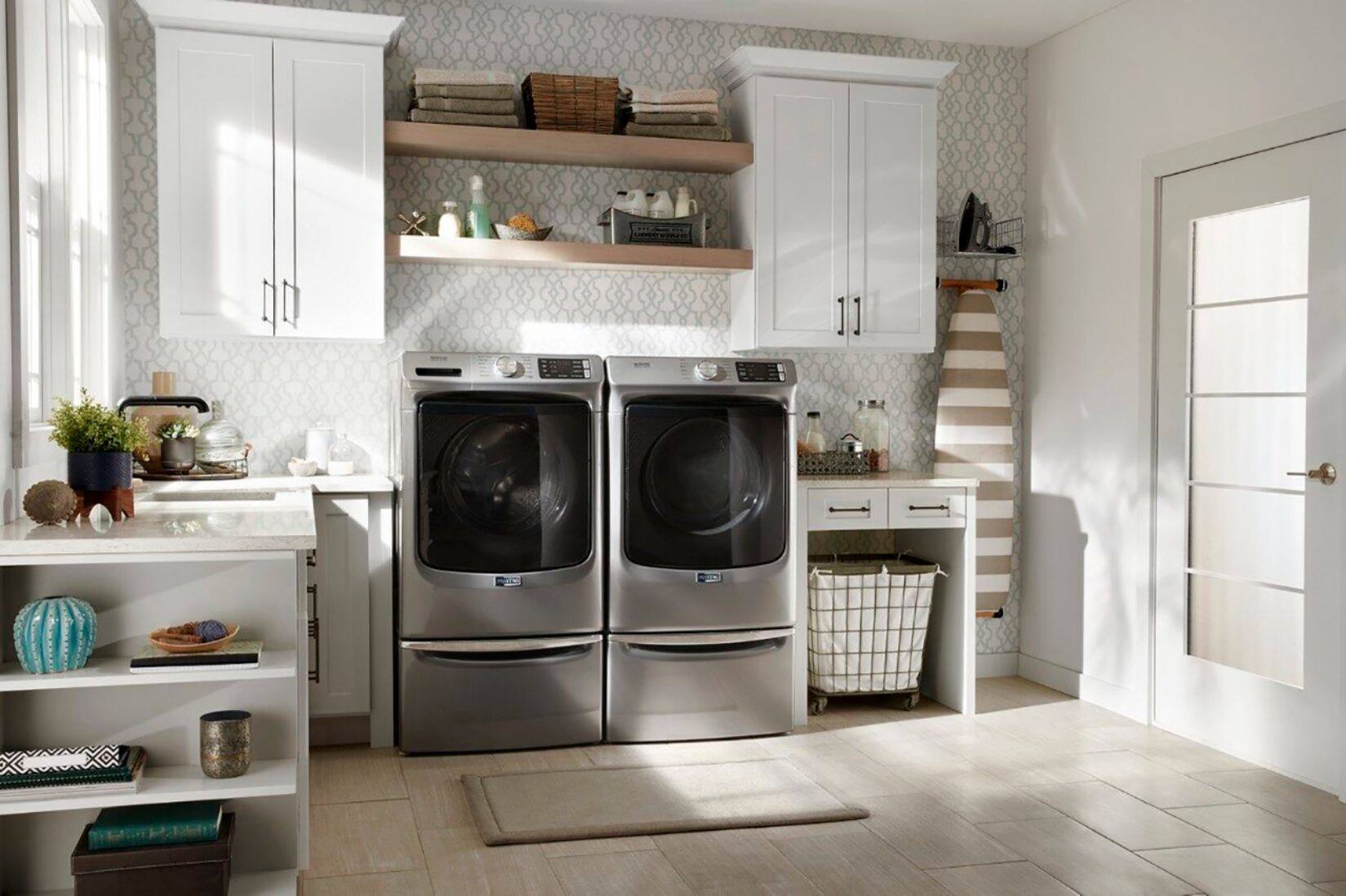 Alt View 31. Maytag - Washer/Dryer Laundry Pedestal with Storage Drawer - Metallic Slate.