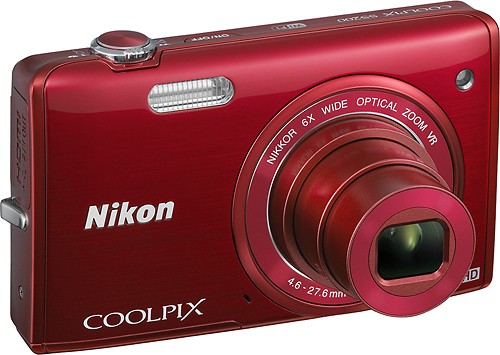 Best Buy: Nikon Coolpix S5200 16.0-Megapixel Digital Camera Red 26375