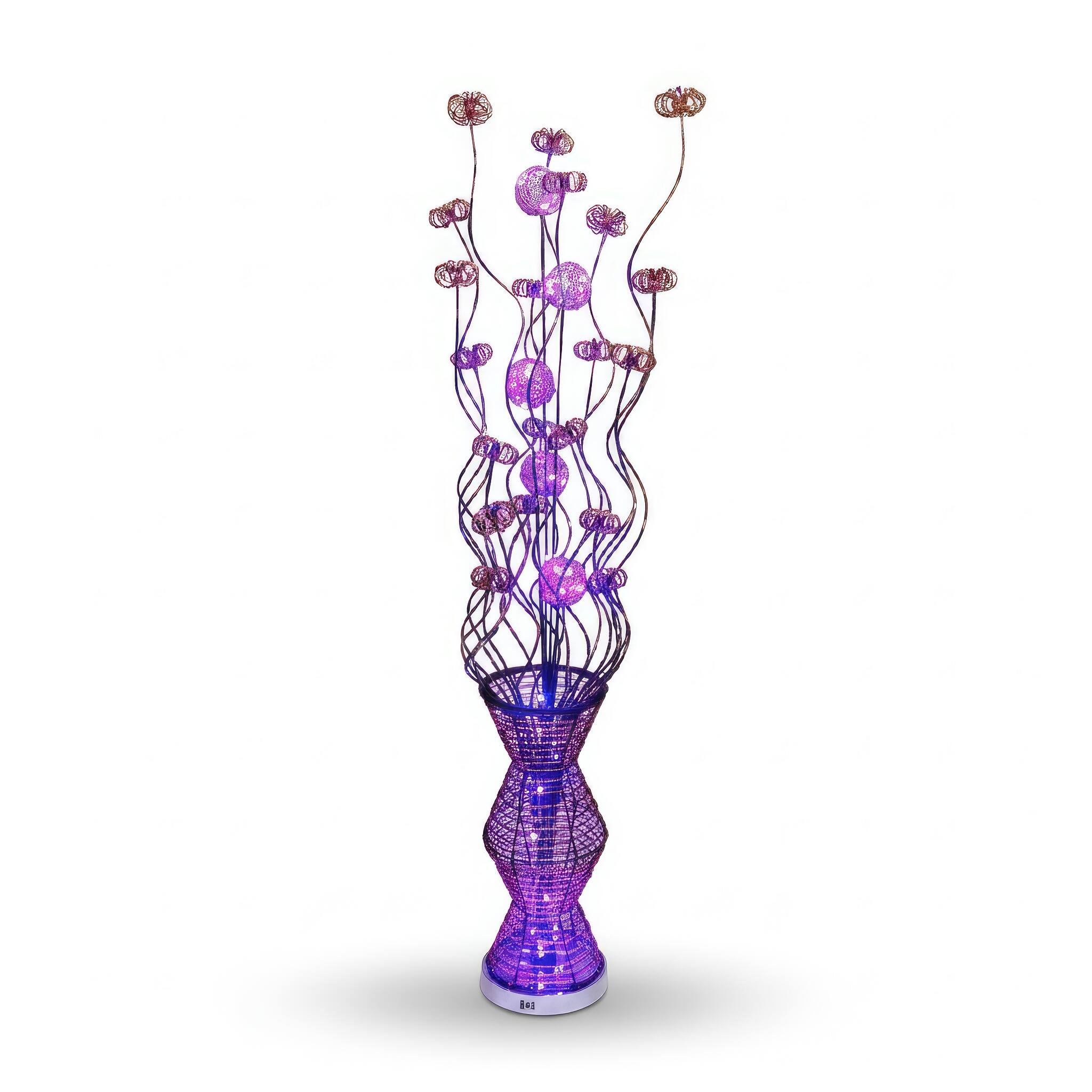 Angle. FC Design - 60"H Brown Woven Vase with Red  Floral Stem LED Floor Lamp.