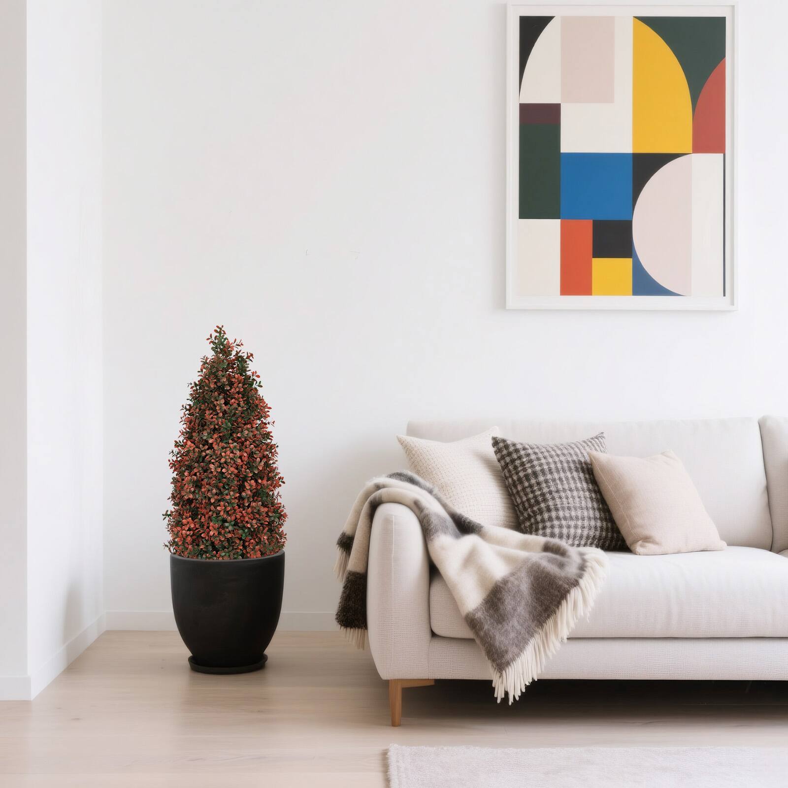 Alt View 5. Glintex - 3FT Artificial Boxwood Topiary Tree for Outdoor Porch and Patio Decoration, Red , 2pcs/set - Red.