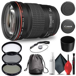 Canon - EF 135mm f/2L USM Lens (2520A004) + Filter Kit + Cap Keeper + More - Black