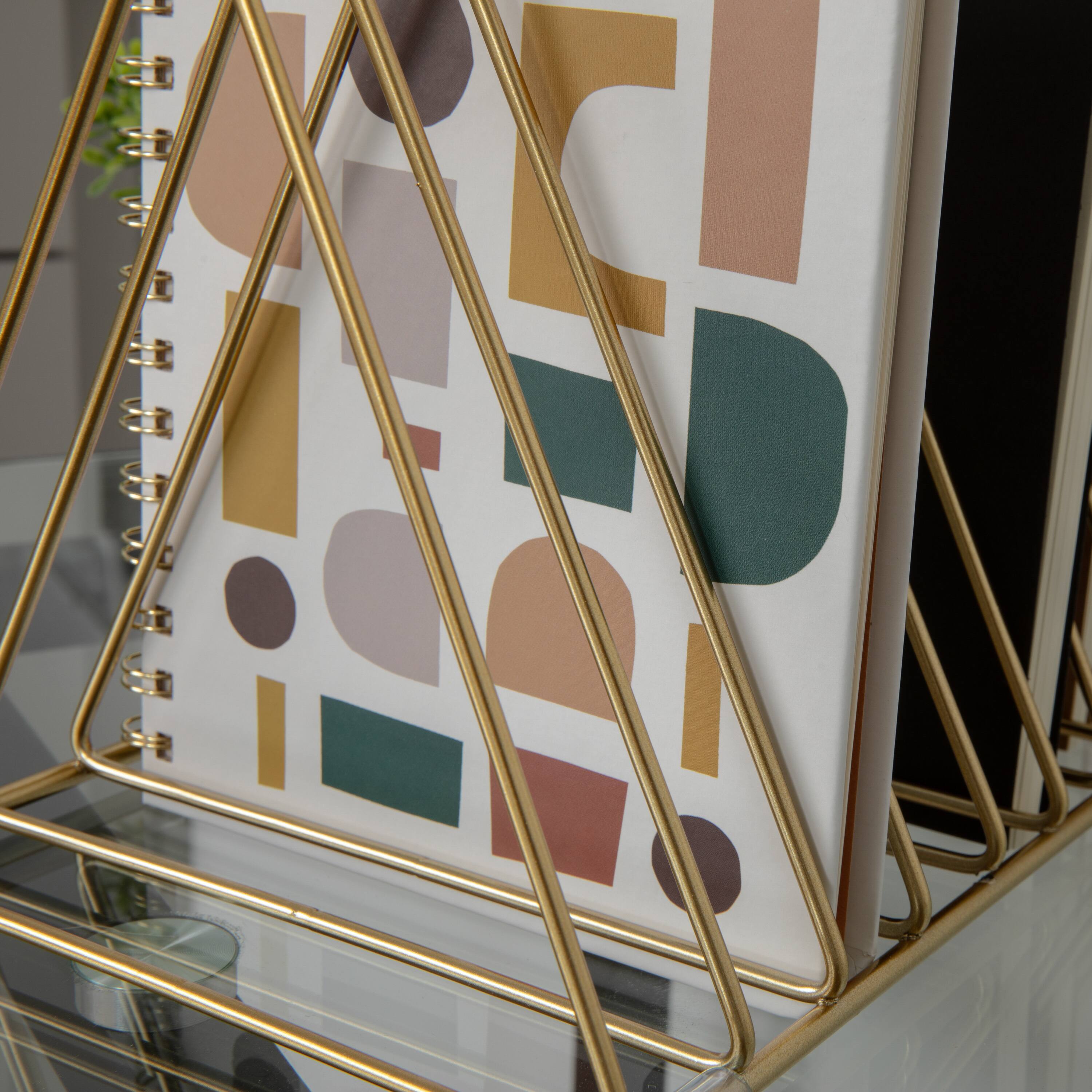 Alt View 13. Martha Stewart - Ryder Premium Metal 9 Slot Triangle Desktop Organizer - Gold.