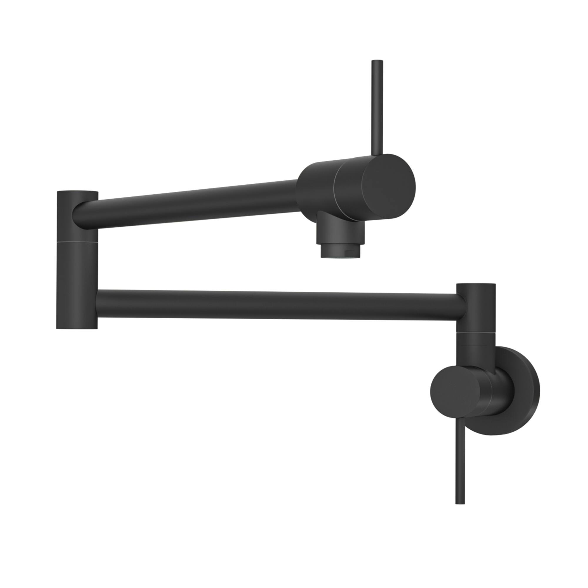 Alt View 4. Siljoy - Pot Filler Faucet - Wall Mount Kitchen Sink Faucet Folding Stretchable with Single Hole Two Handles, Matte Black - Matte Black.