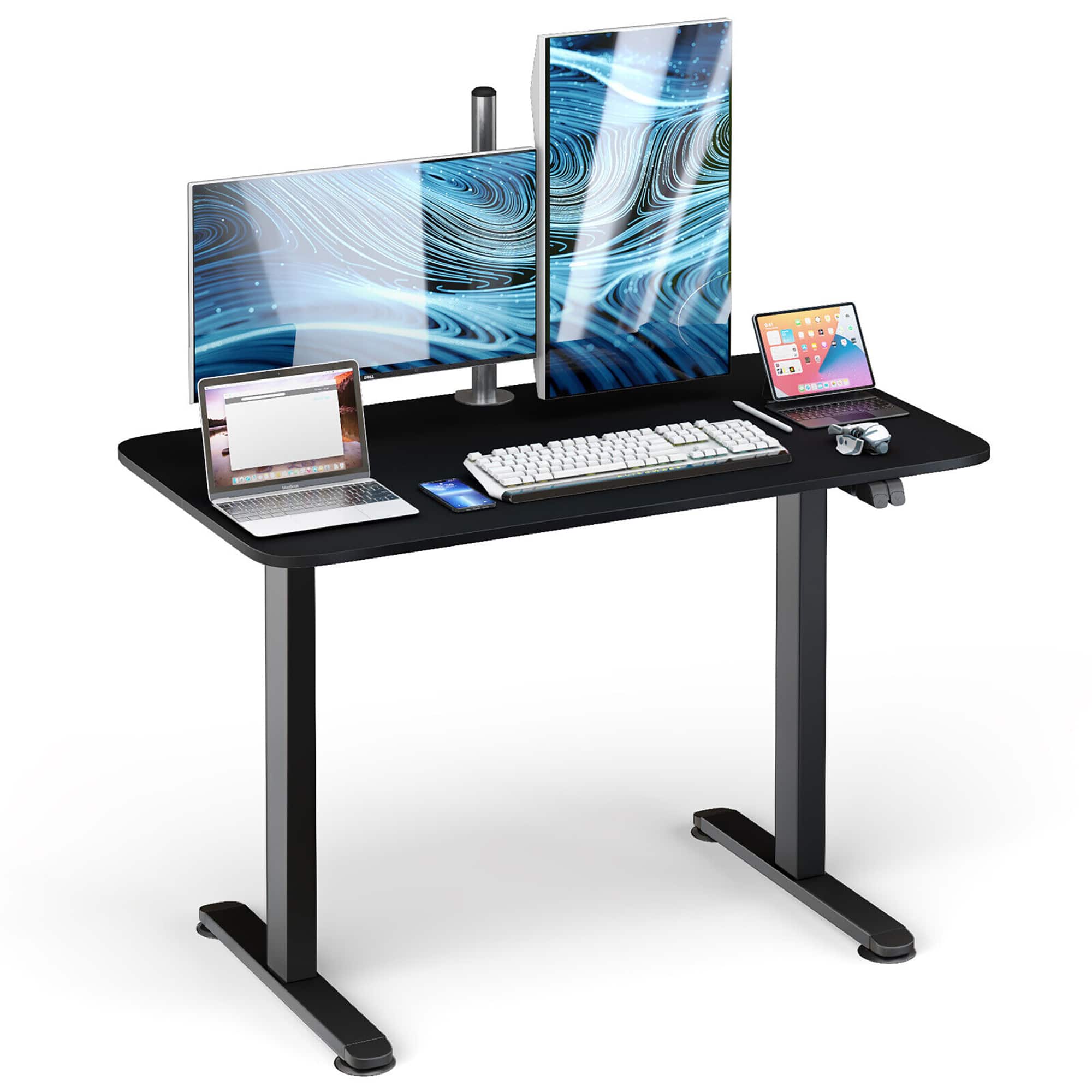 Front. Gymax - Gymax Electric Standing Desk Adjustable Stand up Computer Desk Anti-collision Black - Black.