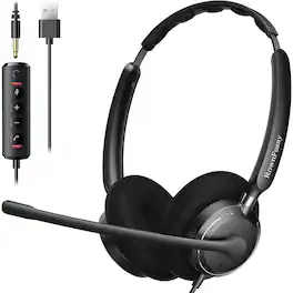 Rownfusny - R06S Wired USB Headset With Noise-Canceling Mic