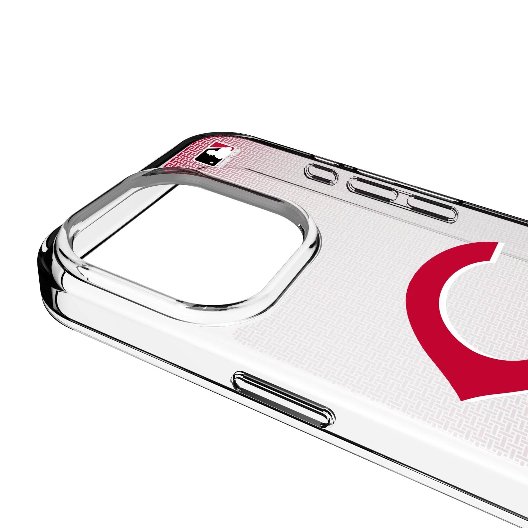Alt View 2. Keyscaper - Cincinnati Reds Linen Logo iPhone Clear Case - 16 - Multicolor.