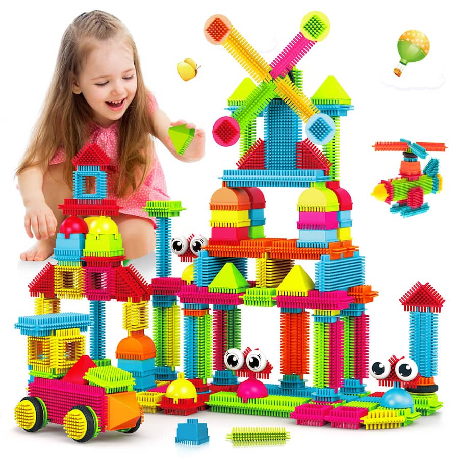 Contixo ST5 STEM Building Set, 144 Bristle 3D Tiles for Creative ...