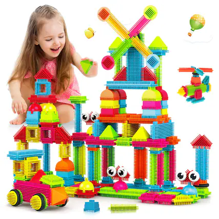 Front. Contixo - Contixo ST5 STEM Building Set, 144 Bristle 3D Tiles for Creative, Educational Play, Ages 3-8.